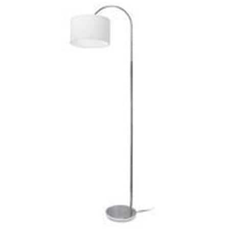 All The Rages Simple Designs Arched Brushed Nickel Floor Lamp, White Shade LF2005-WHT